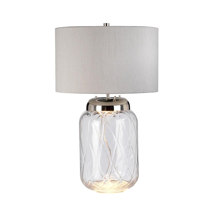 Quintiesse Sola 2lt Clear Glass Dual Lit Table Lamp Complete With Titanium Shade - QN-SOLA-TL-L