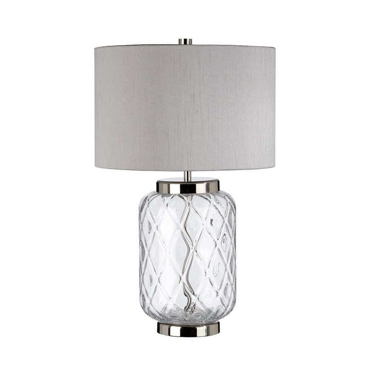 Quintiesse Sola Clear Glass Table Lamp Complete With Titanium Shade - QN-SOLA-TL-S