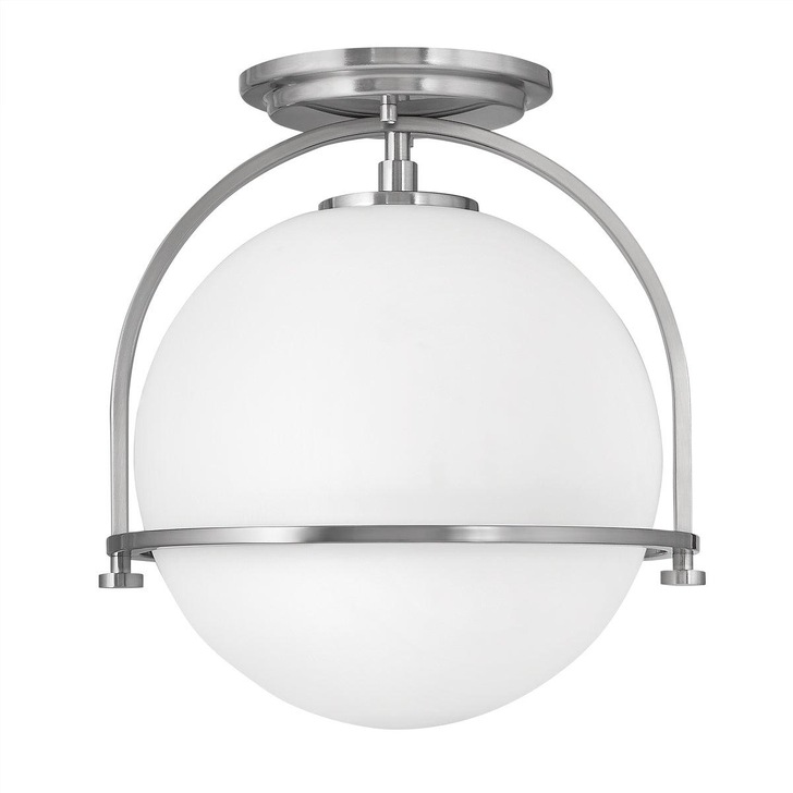 Quintiesse Somerset 1 Light Flush Mount In Brushed Nickel Complete With Opal Glass - QN-SOMERSET-F-O-BN