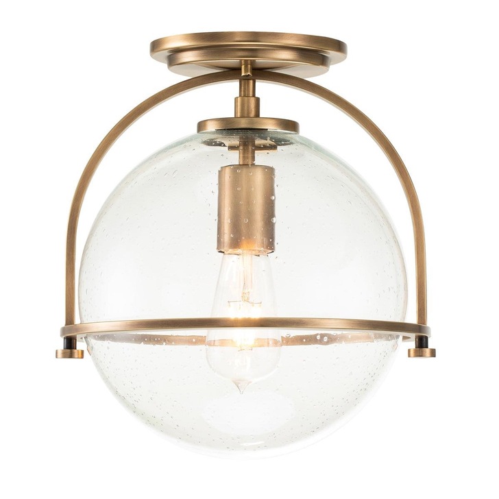 Quintiesse Somerset 1 Light Flush Mount In Heritage Brass Complete With Clear Glass - QN-SOMERSET-F-C-HB