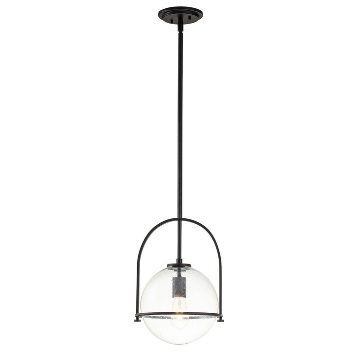 Quintiesse Somerset 1 Light Medium Pendant In Black Complete With Clear Glass - QN-SOMERSET-P-C-BK