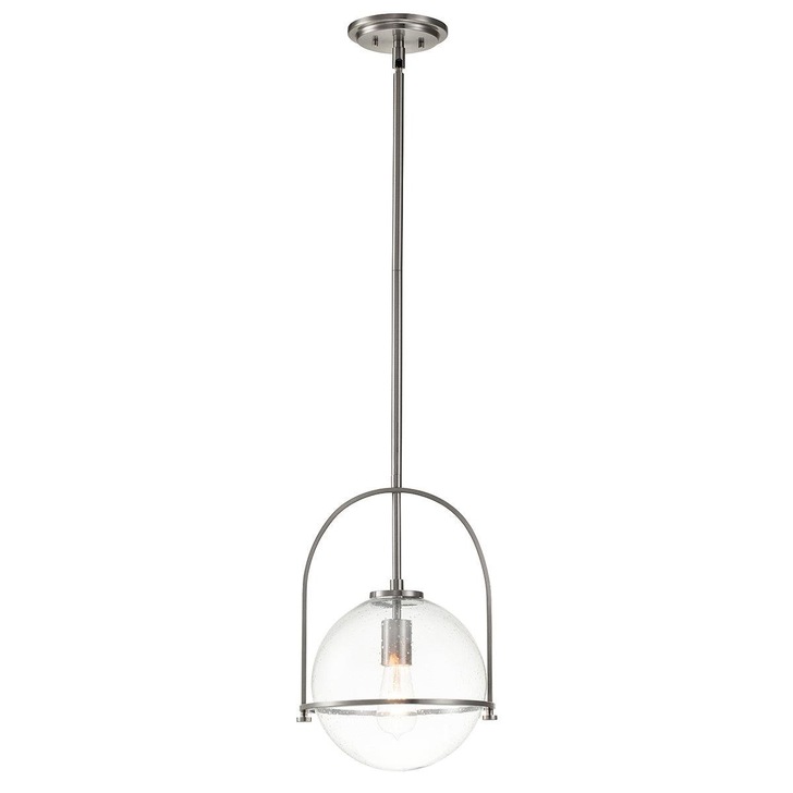 Quintiesse Somerset 1 Light Medium Pendant In Brushed Nickel With Clear Glass - QN-SOMERSET-P-C-BN