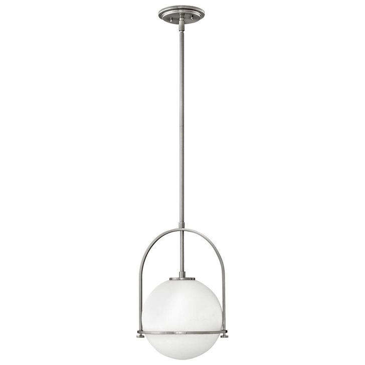 Quintiesse Somerset 1 Light Medium Pendant In Brushed Nickel With Opal Glass - QN-SOMERSET-P-O-BN