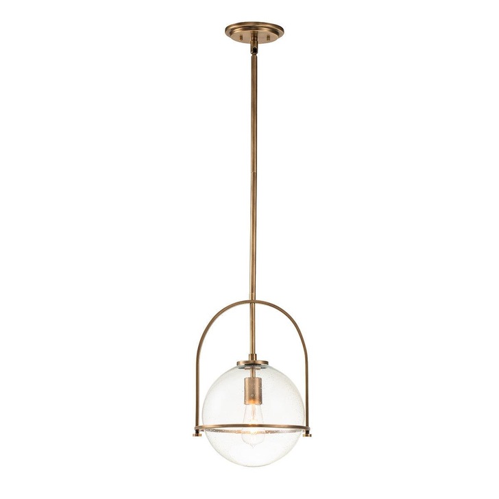 Quintiesse Somerset 1 Light Medium Pendant In Heritage Brass Complete With Clear Glass - QN-SOMERSET-P-C-HB