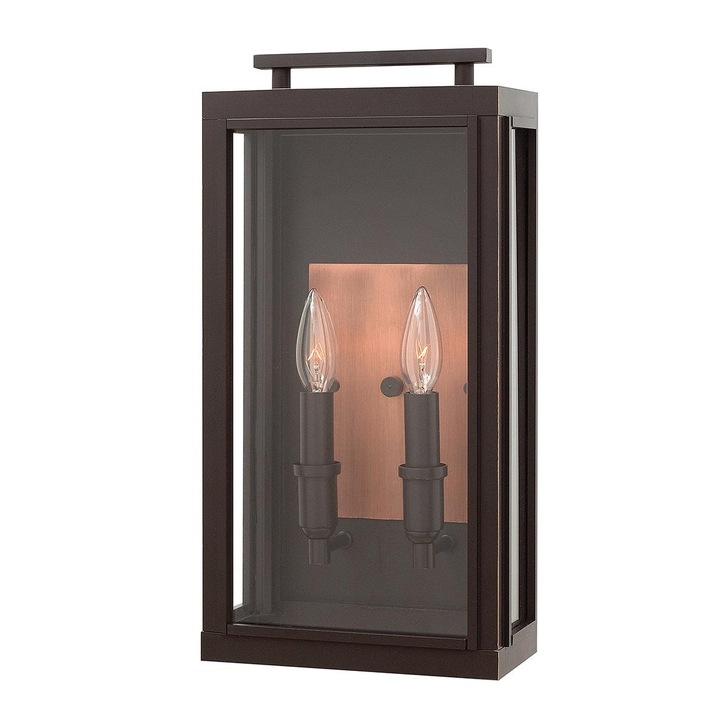 Quintiesse Sutcliffe 2 Light Wall Lantern In Oil Rubbed Bronze Complete With Copper Detailing and Clear Glass - IP44 - QN-SUTCLIFFE-M-OZ