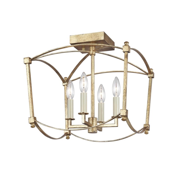 Quintiesse Thayer 4 Semi-Flush Light In Antique Gold - QN-THAYER-SF-ADB