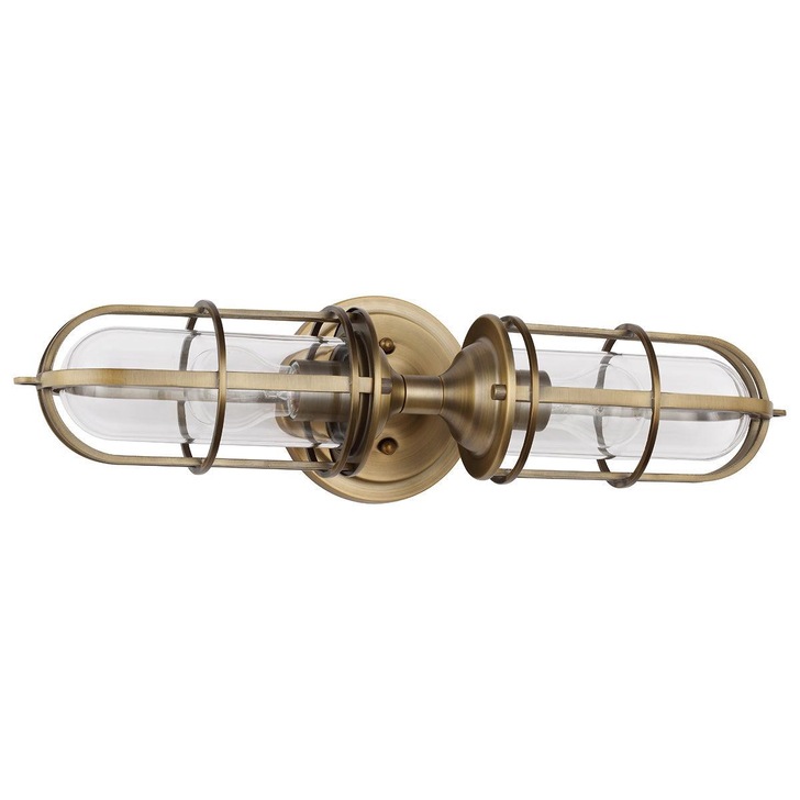 Quintiesse Urban Restoration 2 Light Industrial Wall Light Complete With Clear Glasses - QN-URBANREST2