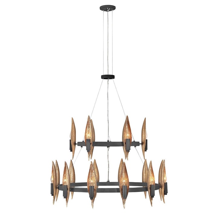 Quintiesse Willow 18 Light Extra Large 2 Tier Chandelier In Black And Gold - QN-WILLOW18-CBK