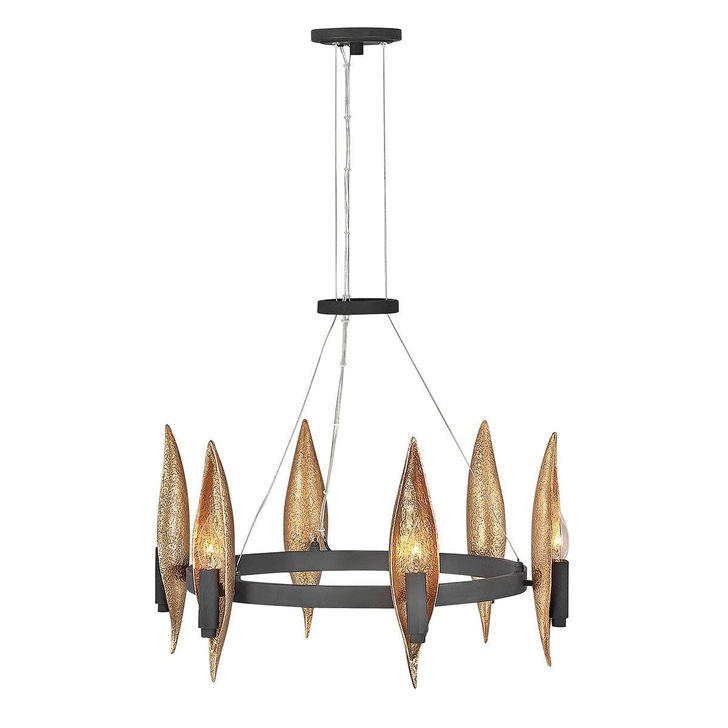 Quintiesse Willow 6 Light Chandelier In Black And Gold - QN-WILLOW6-CBK