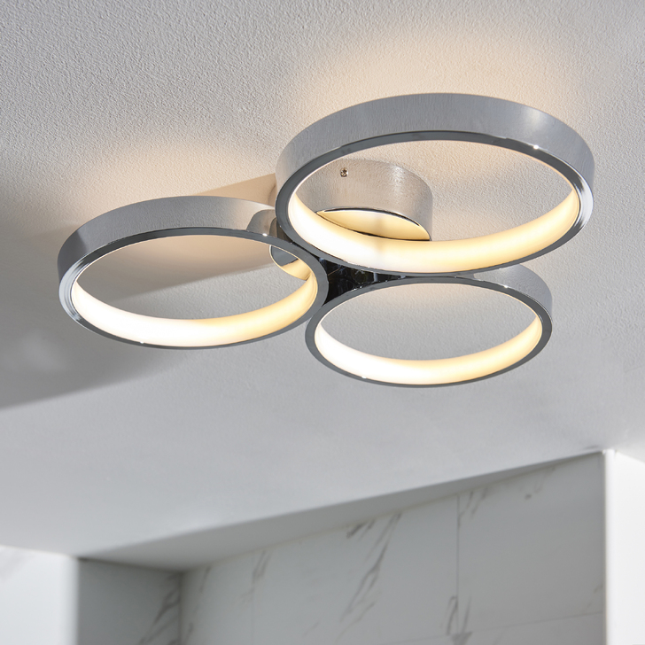 RAD/3FL Polished Chrome Flush Led Ceiling Light - IP44