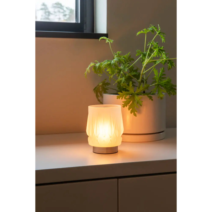 Rechargeable candle clear glass, 10x11cm 3 functions USB-C