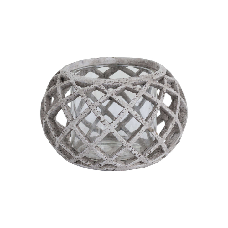 Round Ceramic Lattice Candle Holder Lantern