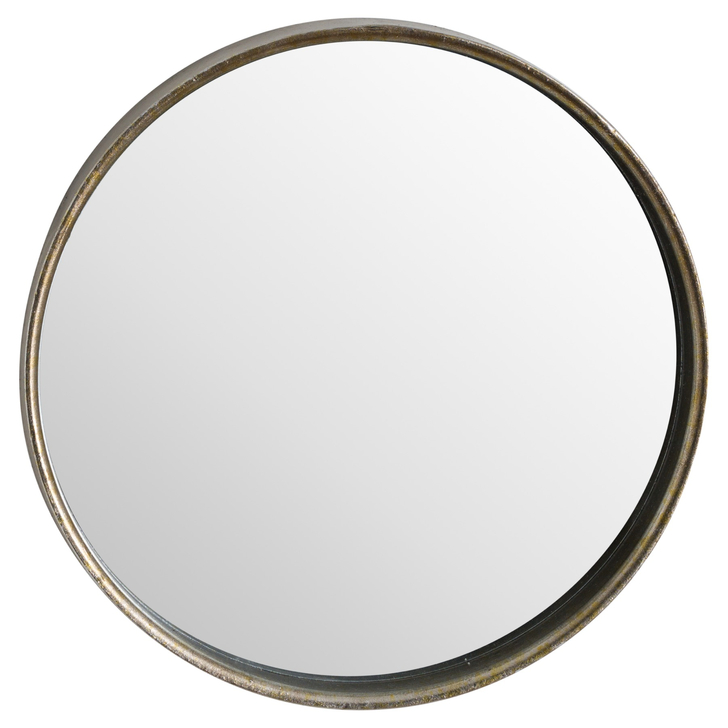 Round Wall Mirror With Bronze Narrow Border 40cm