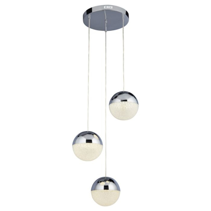 Searchlight Marbles 3 Light LED Cluster Pendant Polished Chrome - Ex Display