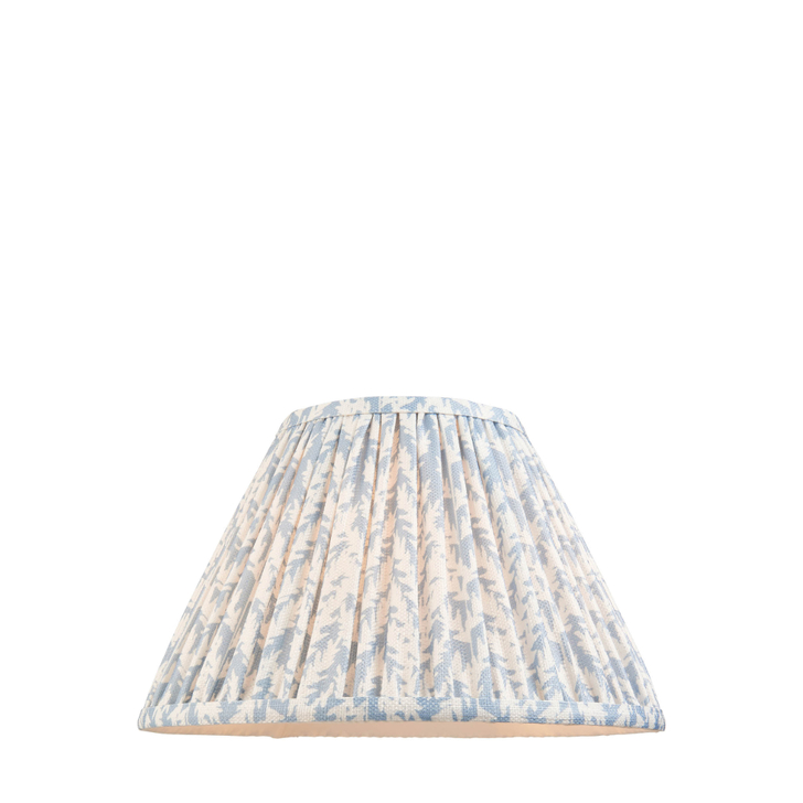 Shell Bay Blue Leaf Patterned 30cm Lampshade - E14/E27/B22 With Fixed Metal Gimbal