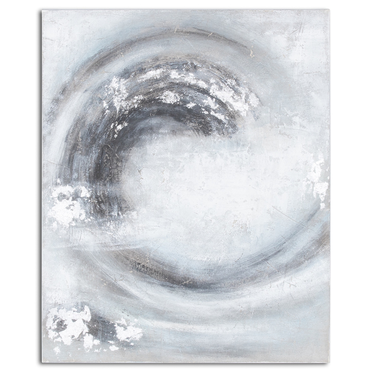 Silver And Grey Hand Painted Rectangular Canvas