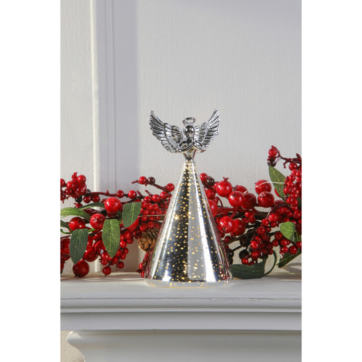 SILVER ANGEL ORNAMENT LIT - Battery Operated (3 X AA - Not Included)