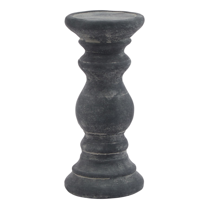 Small Detailed Grey Ceramic Candle Holder