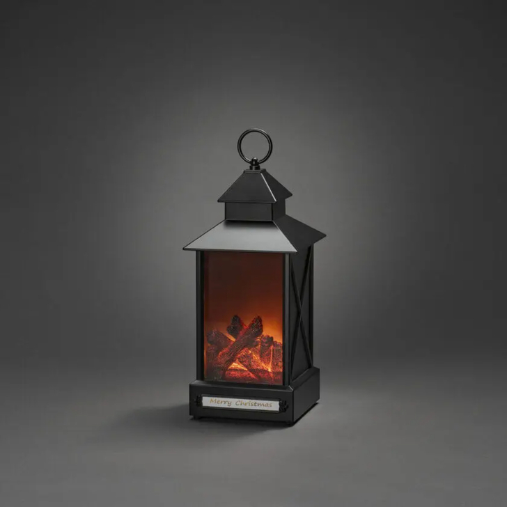 Small Lantern Fireplace, 4 Led Timer 8H, B/O 3 x C