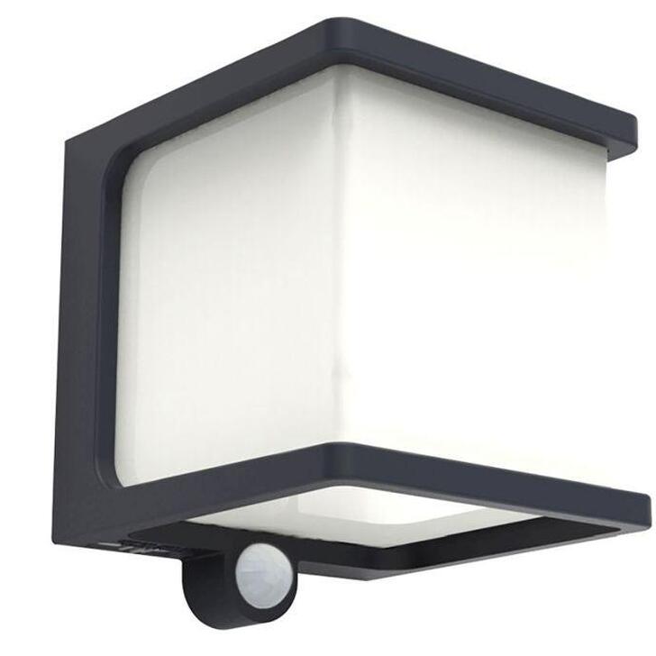 Solar Powered Cube Shaped Led Wall Light With Pir Motion Sensor - 4000K, IP54