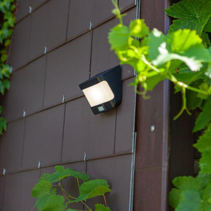 Solar Powered Led Exterior Wall Light Black With Pir Motion Sensor - 5000K, IP54