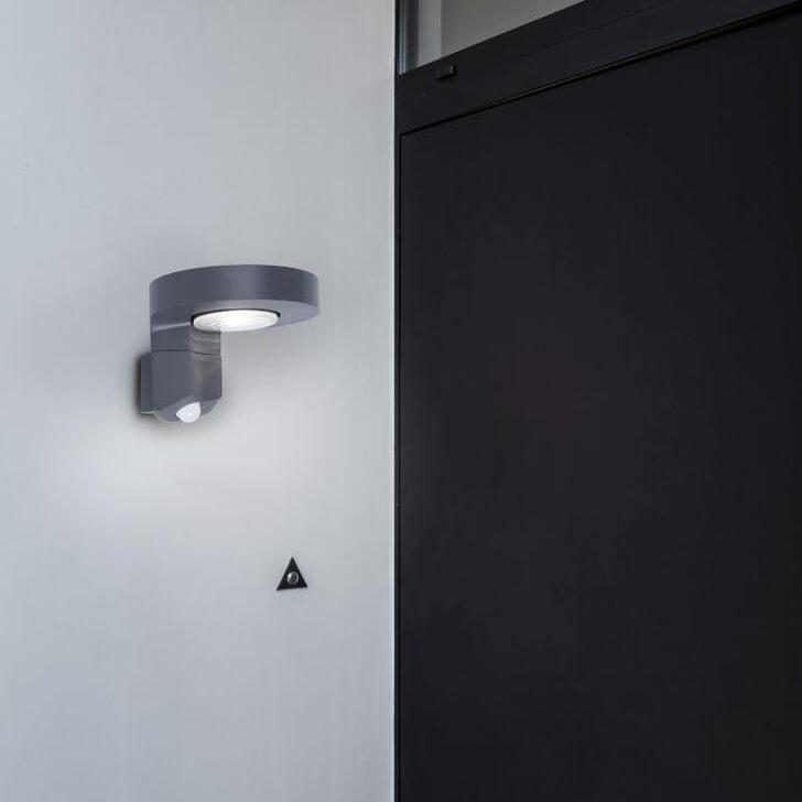 Solar Powered Modern Led Exterior Wall Light In Grey With Pir Motion Sensor - 4000K, IP44