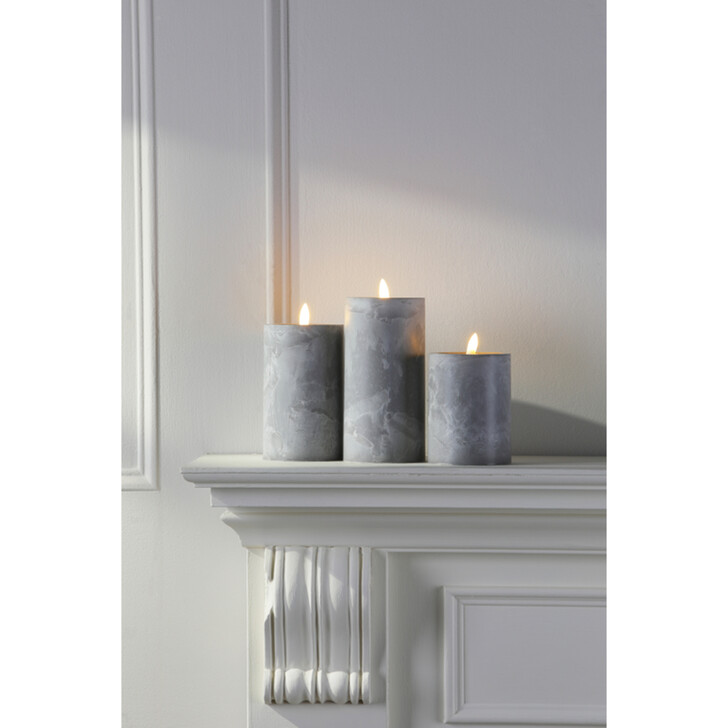 STONE EFFECT LED CANDLE SET OF 3 - Battery Operated (6 X AA - Not Included)