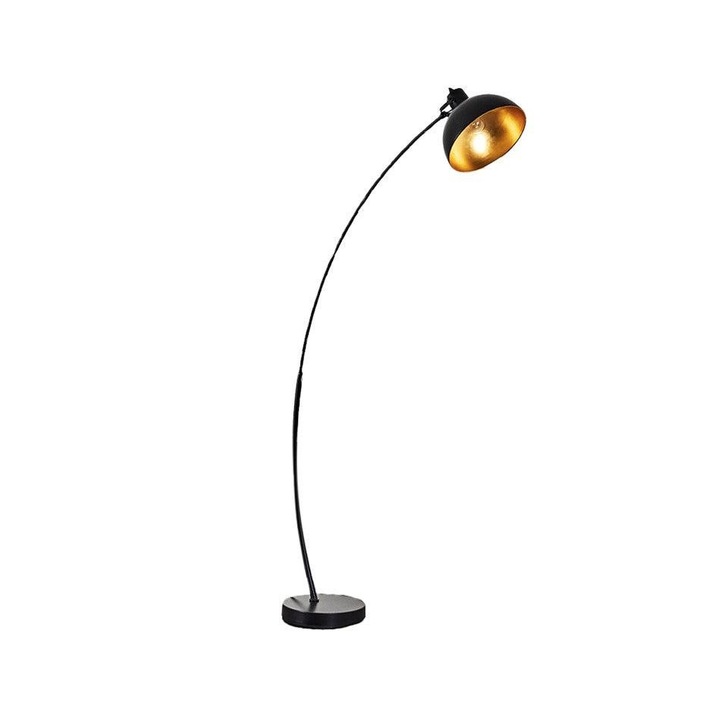 Stylish Lighting Alabama Matt Black & Gold Curved Floor Lamp