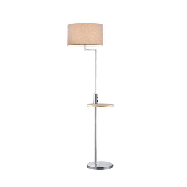 Stylish Lighting Alabama Satin Nickel & White Floor Lamp Complete With USB Connector