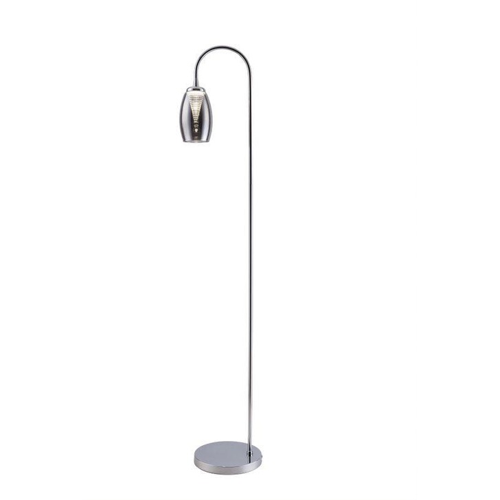 Stylish Lighting Aria Polished Chrome Led Floor Lamp Complete With Smoked Glass