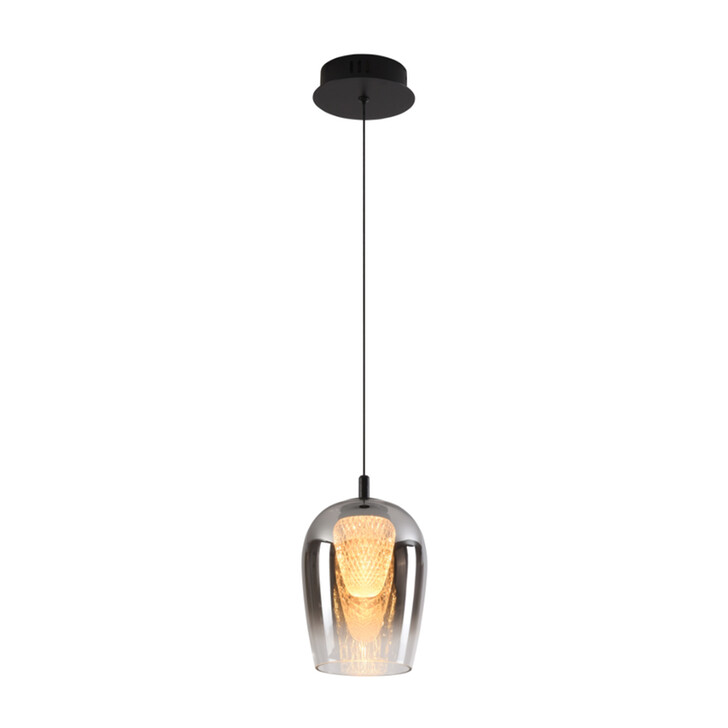 Stylish Lighting Equator Black And Smoked Led Single Pendant Light