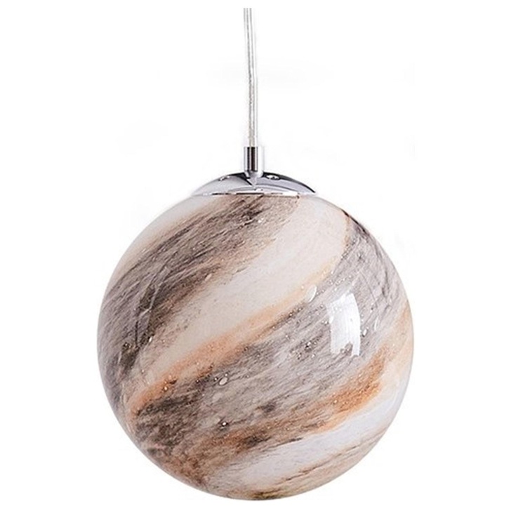 Stylish Lighting Kentucky Polished Chrome Single Pendant With Jupiter Glass