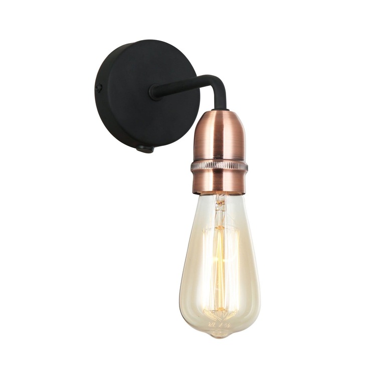 Stylish Lighting Matt Black And Copper Single Wall Light