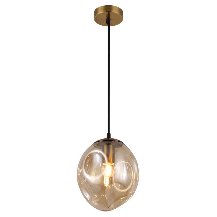 Stylish Lighting Miami Antique Brass Single Pendant Complete With Champange Glass