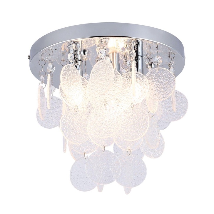 Stylish Lighting Miami Polished Chrome 3 Light Semi Flush Bathroom Ceiling Light With Clear Glass Discs - IP44