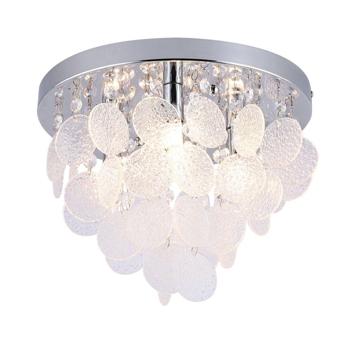 Stylish Lighting Miami Polished Chrome 4 Light Semi Flush Bathroom Ceiling Light With Clear Glass Discs - IP44