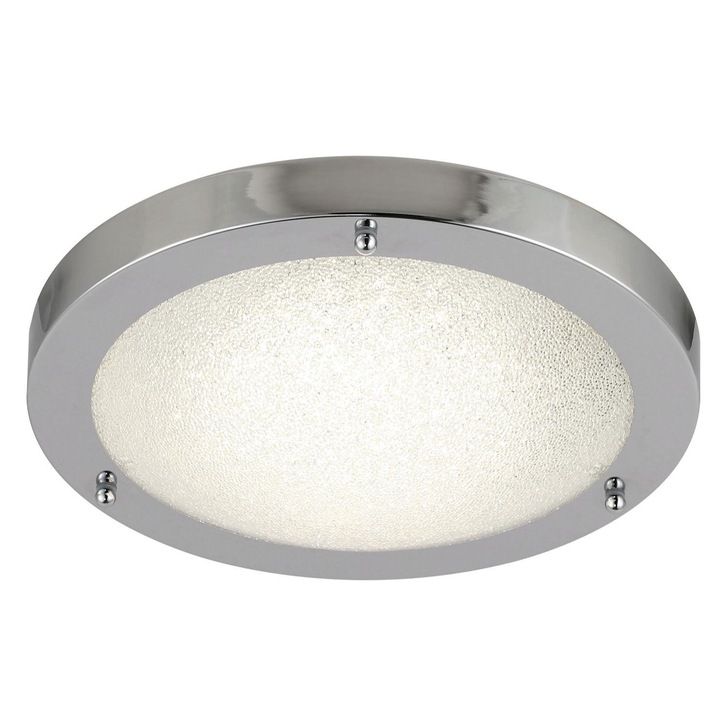 Stylish Lighting Miami Polished Chrome & Crashed Crystal LED Bathroom Ceiling Light - IP44, 4000K