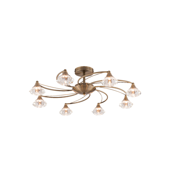 Stylish Lighting Oregon 8 Light Antique Brass Semi-Flush Ceiling Light