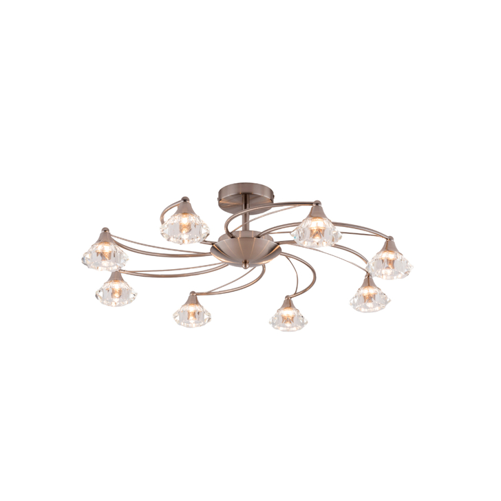 Stylish Lighting Oregon 8 Light Satin Nickel Semi-Flush Ceiling Light