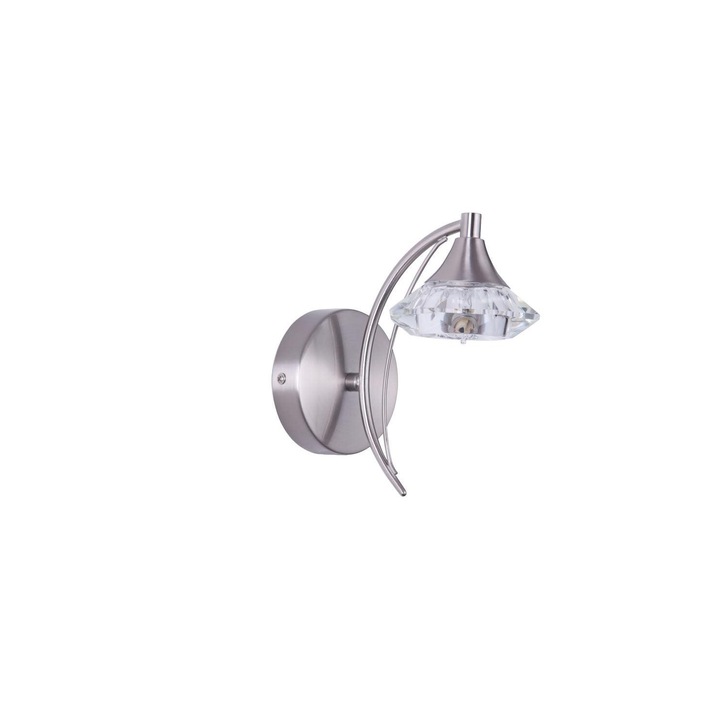 Stylish Lighting Oregon Satin Nickel Single Wall Light Complete With Clear Glasses