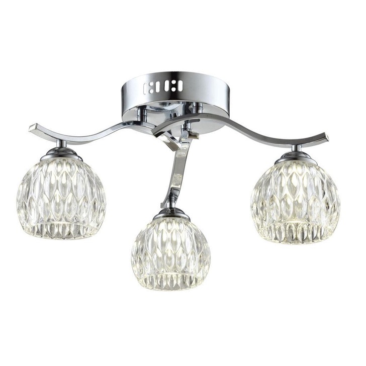 Stylish Lighting Utah Polished Chrome 3 Light Semi-Flush Ceiling Light Complete With Clear Glasses