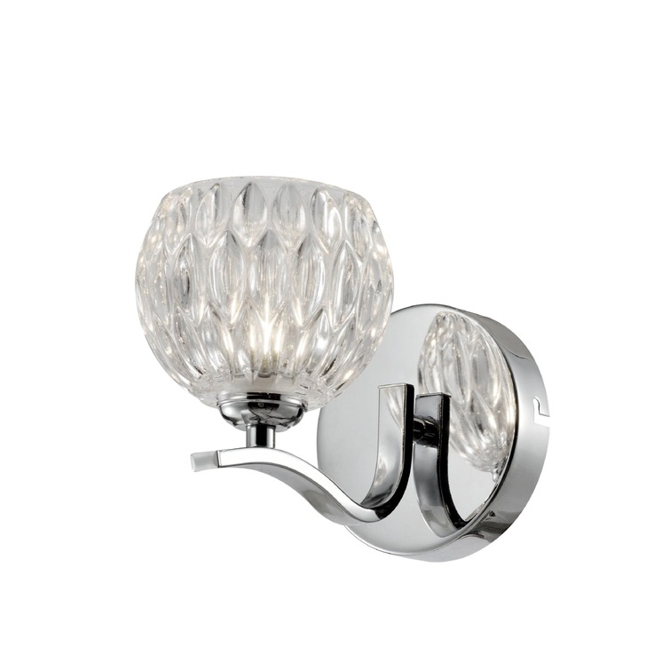 Stylish Lighting Utah Polished Chrome Single Wall Light Complete With Clear Glass