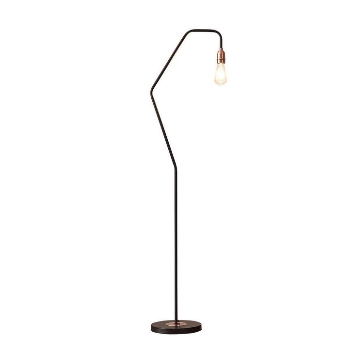 Stylish Lighting Vermont Matt Black & Copper Angular Floor Lamp