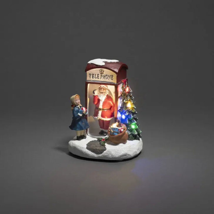 Telephone Box with Santa, 5 Led, Timer 6H B/O 3 x AAA