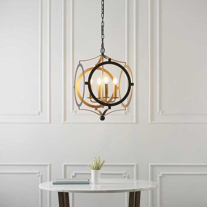 Thorlight Desi Matt Black & Gold Finish 4 Light Shaped Pendant