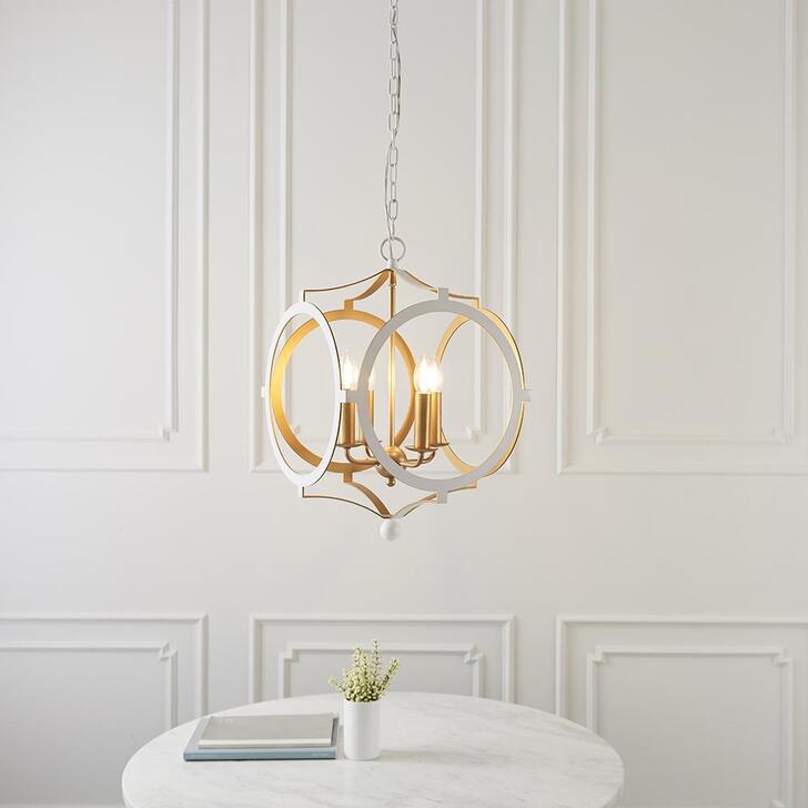 Thorlight Desi Matt White & Gold Finish 4 Light Shaped Pendant