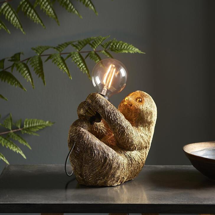 Thorlight Kiana Vintage Gold Sloth Table Lamp