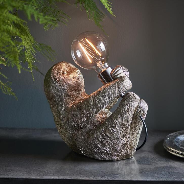 Thorlight Kiana Vintage Silver Sloth Table Lamp