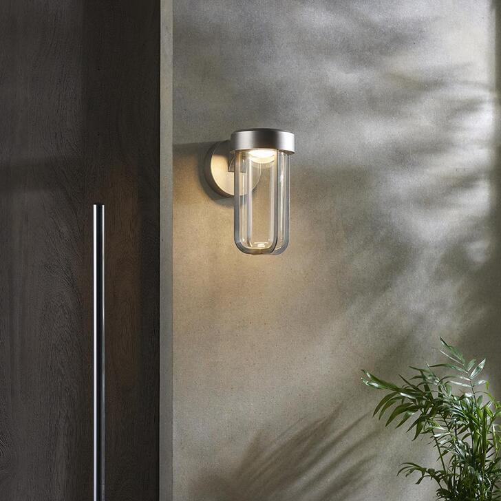 Thorlight Vada Brushed Silver Finish LED Exterior Wall Light Complete With Clear Glass - IP44, 2700K