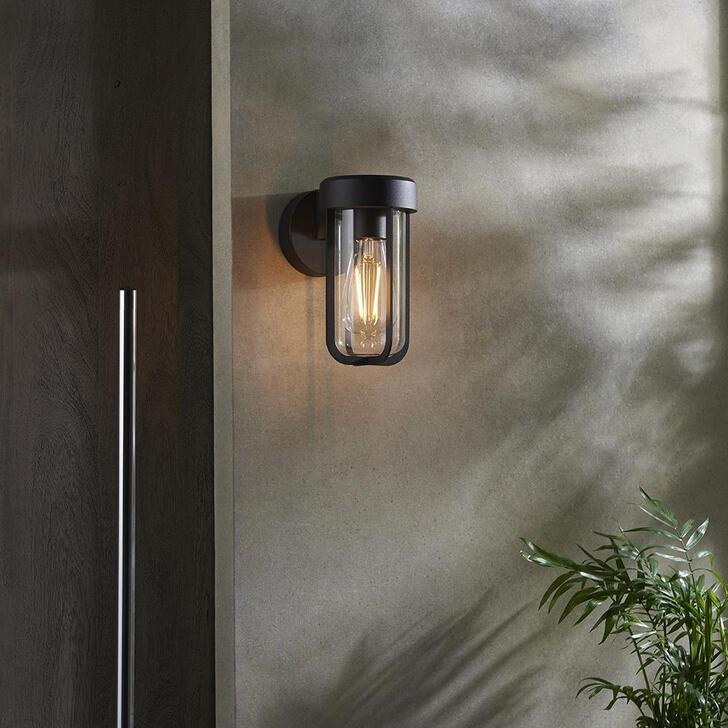 Thorlight Vada Matt Black Finish Exterior Wall Light Complete With Clear Glass - IP44